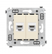 Компьютерная розетка RJ-45 без шторки в стену, кат.5е двойная, Avanti, Ванильная дымка