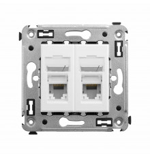 Компьютерная розетка RJ-45 в стену, кат.6 двойная,Avanti, Белое облако