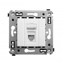 Телефонная розетка RJ-12 в стену одинарная, Avanti, Белое облако