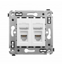 Телефонная розетка RJ-12 в стену двойная, Avanti, Белое облако