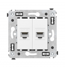 Компьютерная розетка RJ-45 без шторки в стену, кат.5е двойная, Avanti, Белое облако