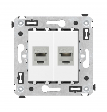 Компьютерная розетка RJ-45 без шторки в стену, категория 5e двойная экранированная, Avanti, Белое облако