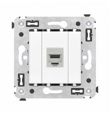 Компьютерная розетка RJ-45 без шторки в стену, кат.6 одинарная экранированная, Avanti, Белое облако