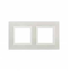 Рамка из натурального стекла, Avanti, белая, 2 поста (4 мод.)
