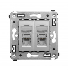 Компьютерная розетка RJ-45 в стену, категория 5e двойная экранированная,Avanti, Закаленная сталь