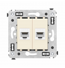 Компьютерная розетка RJ-45 без шторки в стену, кат.6 двойная, Avanti, Ванильная дымка