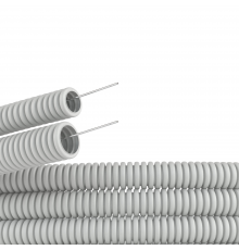 Труба ПВХ гибкая гофр. д.16мм, лёгкая с протяжкой, 50м, цвет серый