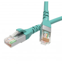 Патч-корд экранированный CAT6A S/FTP 4х2, LSZH, бирюзовый, 1.0 м