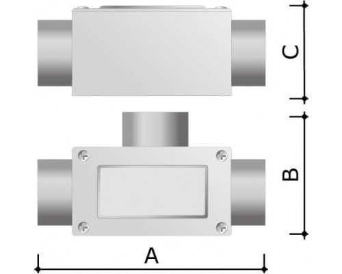 6330-32A | Коробка ответвительная алюминиевая, 3 ввода, М32х1,5 ,IP55, 146х63х57мм