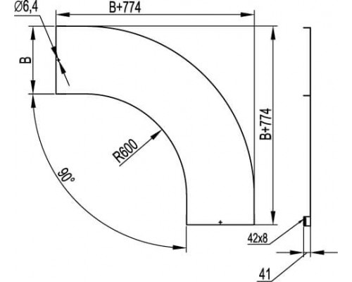 LK0066 | Крышка на угол горизонтальный 90 градусов, осн.600, R=600мм