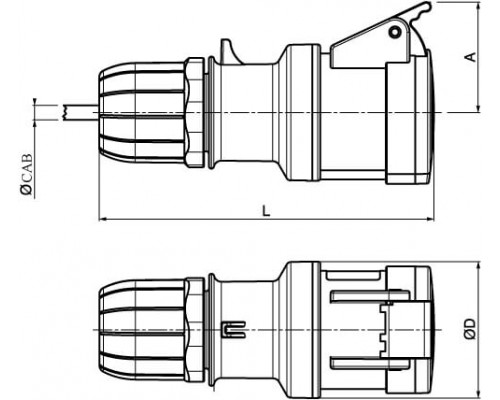 DIS3133243 | Розетка кабельная IP44 32A 2P+E 230V