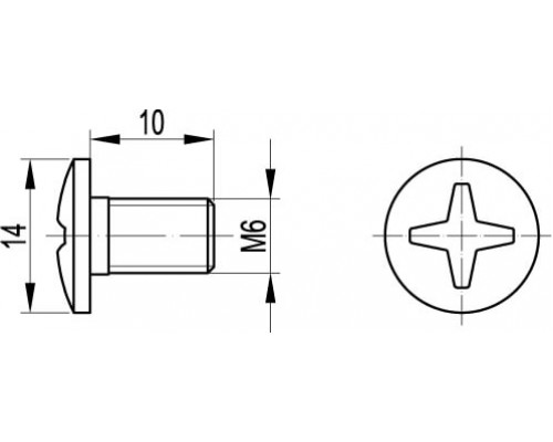 CM010610INOX | Винт с крестообразным шлицем М6х10, нержавеющая сталь