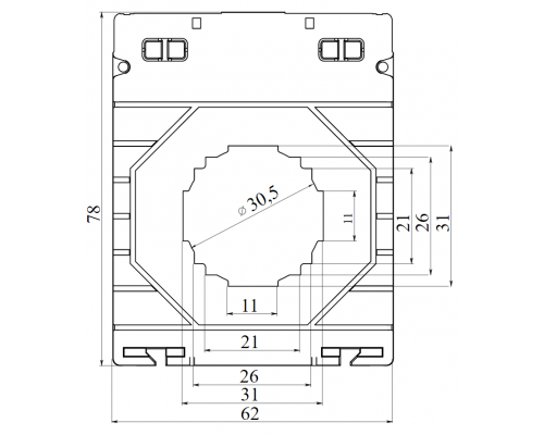 CT30-400-0.5S-5 | Трансформатор тока CT30 400/5А, класс точности-0.5S, мощность -5ВА