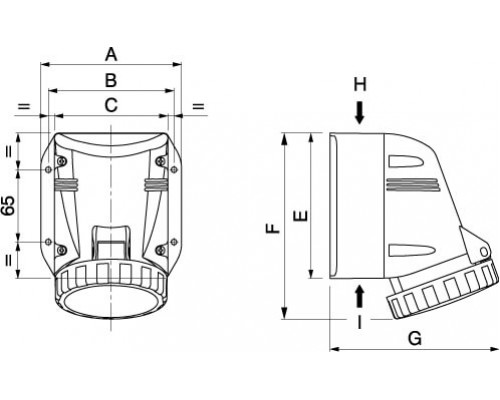 DIS5183256T | Розетка настенная IP67 32A 3P+E 400В