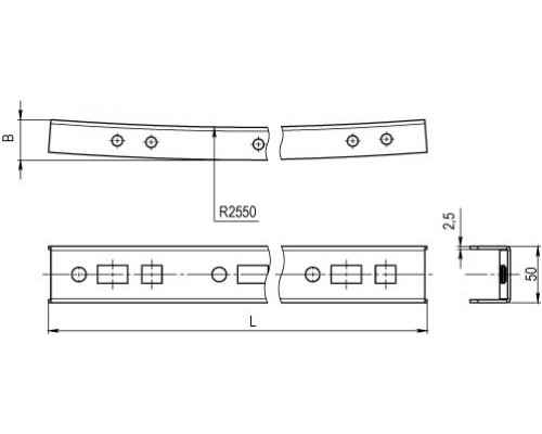 BPC2914 | Профиль криволинейный, L1735, толщ.2,5 мм, на 14 рожков