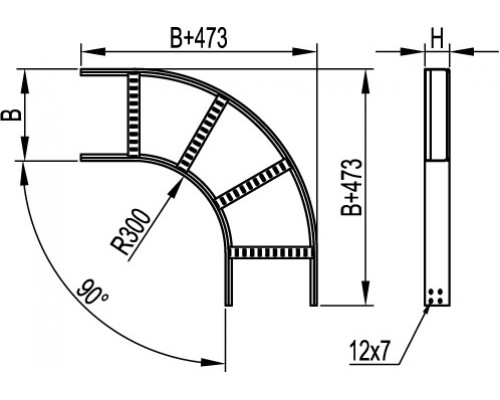 LC8340ZL | Угол горизонтальный 90º 80x400 R300, цинк-ламельный