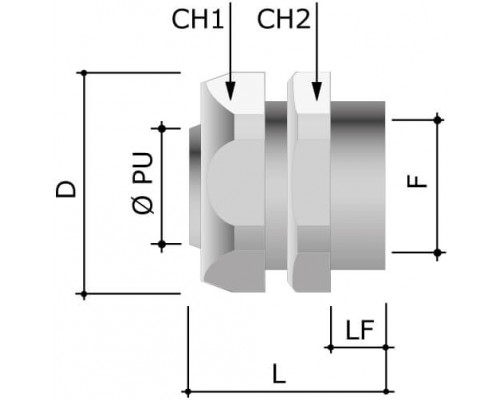 6015-40 | Муфта металлорукав-коробка DN 40,М40х1,5 внутренняя резьба