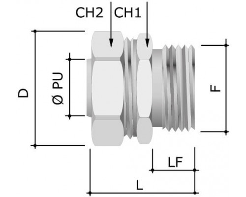 KIT6014-2527 | Монтажный комплект муфта металлорукав-коробка DN 26,М25х1,5, наружная резьба