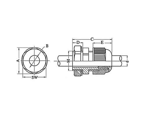 52900 | Зажим кабельный с контргайкой, IP68, PG16, д.9 - 14мм