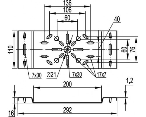 LP4000HDZL | Пластина монтажная горизонтальная, цинк-ламель