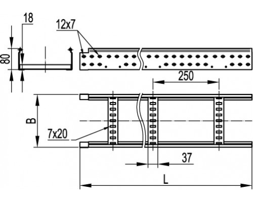 LL8030 | Лестничный лоток 80х300, L3000