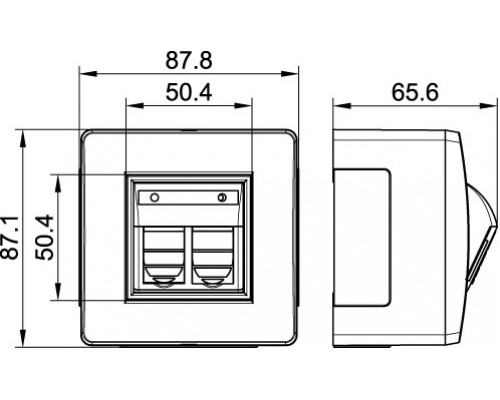 10656 | Коробка в сборе с 2 розетками RJ45, кат.5е  (телефон / компьютер), белая