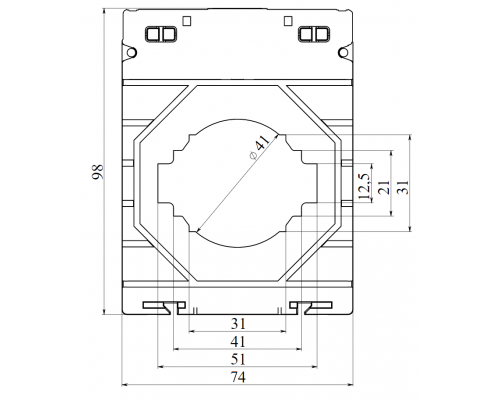 CT50-300-0.5-5 | Трансформатор тока CT50 300/5А, класс точности-0.5, мощность -5ВА