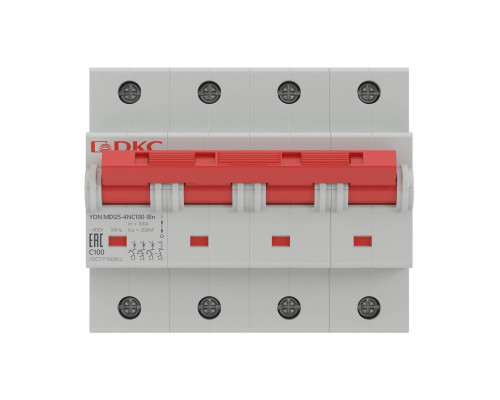 MD125-4NC100 | Автоматический выключатель модульный YON MD125 3P+N 100А C 20kA