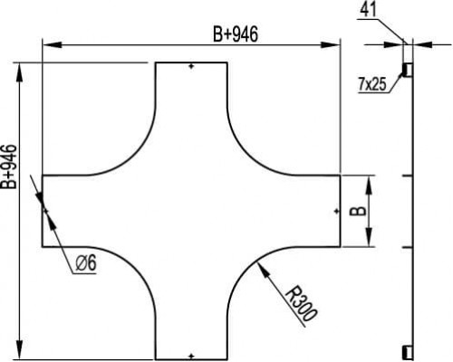 LK6003ZL | Крышка на X-ответвитель, осн.600, R300, цинк-ламельная