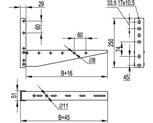 BBL5550ZL | Консоль с опорой ML осн.500 мм, цинк-ламельная