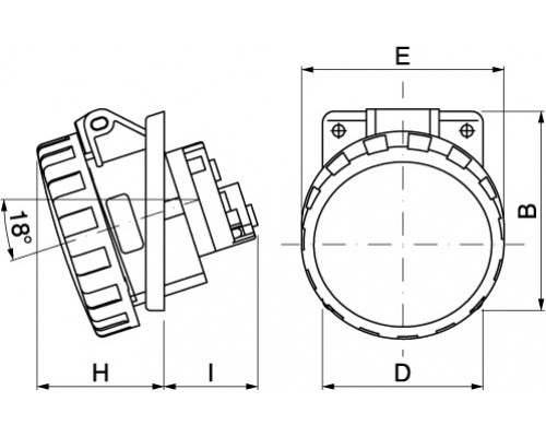 DIS4183263 | Розетка панельная с наклоном IP67 32А 2P+E 230В