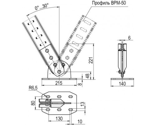 BSF5002HDZ | Крепление к потолку для  I-образного профиля BPM-50шарнирное,горячеоцинкованное