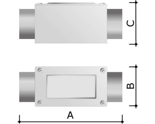 6030-25 | Коробка протяжная алюминиевая, 2 ввода 180°, М25х1,5 ,IP55, 118х51х42мм