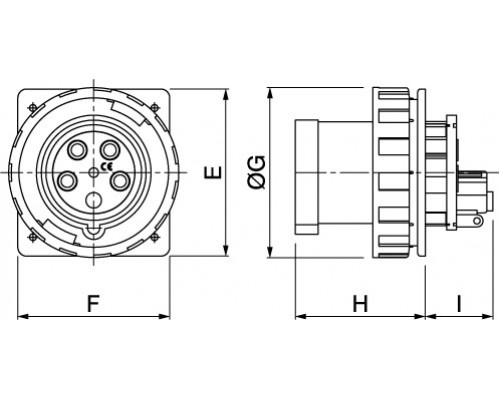 DIS24612597 | Вилка панельная прямая IP67 125А 3P+E+N 400В