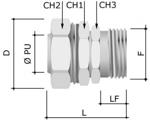 6014-20G | Муфта поворотная металлорукав-коробка DN 15,М20х1,5,наружная резьба