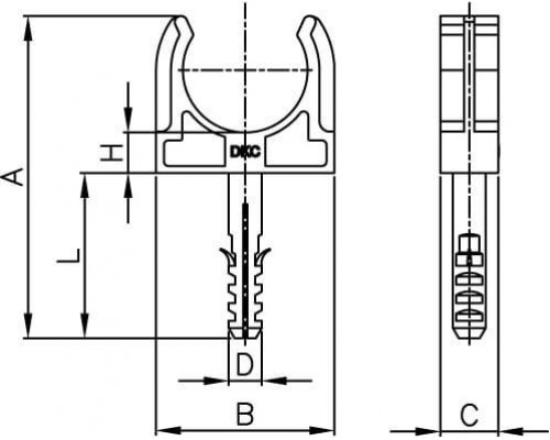 51325R | Держатель с защёлкой и дюбелем, д.25мм (розница)