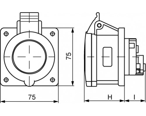 DIS4223267 | Розетка панельная IP44 32A 3P+E+N 400В