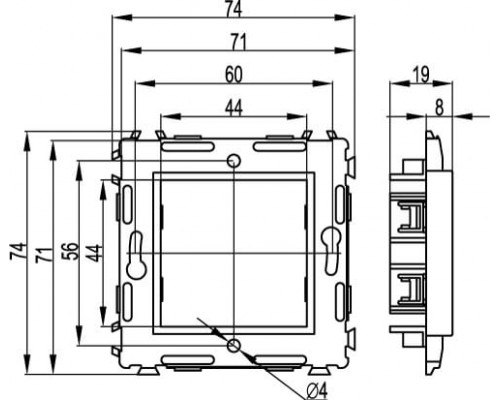 75020W | Каркас на 2 модуля (одноместный), белый, RAL 9016