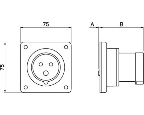 DIS2431693 | Вилка панельная IP44 16A 2P+E 230В