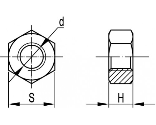 CM111000INOX316L | Гайка шестигранная М10, нержавеющая сталь AISI 316L