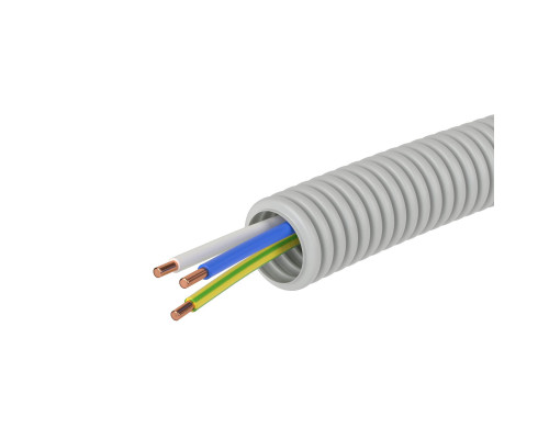 9P91650 | Электротруба ПВХ гибкая гофр. д.16мм, цвет серый, с проводом ПуВ 3х1,5мм² РЭК ГОСТ+, 50м