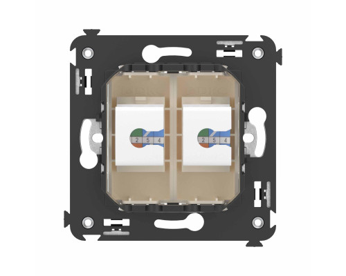 4405614 | Телефонная розетка RJ-12 без шторки в стену двойная, Avanti, Ванильная дымка