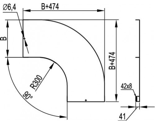 LK0043 | Крышка на угол горизонтальный 90 градусов, осн.400, R=300мм