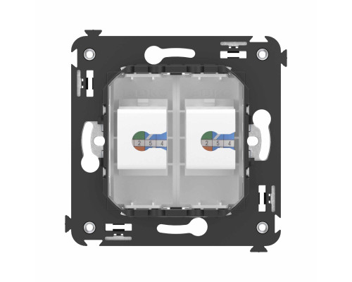 4400614 | Телефонная розетка RJ-12 без шторки в стену двойная, Avanti, Белое облако