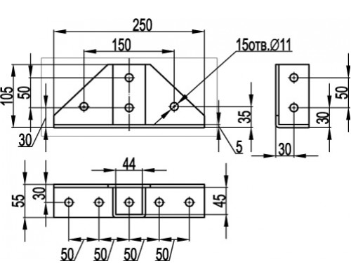 BSF4103HDZ | Крепление с площадкой 250х55мм для профиля BPM-41 , горячеоцинкованное