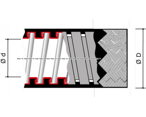607ETX012 | Металлорукав DN 12мм в гладкой EVA изоляции и оплетке из нержавейщей стали, Dвн 12,0 мм, Dнар 18,0, 50 м