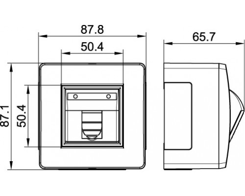 10665 | Коробка в сборе с 1 розеткой RJ45, кат.5е (телефон / компьютер), белая