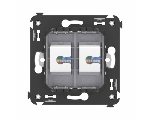 4404614 | Телефонная розетка RJ-12 без шторки в стену двойная, Avanti, Закаленная сталь