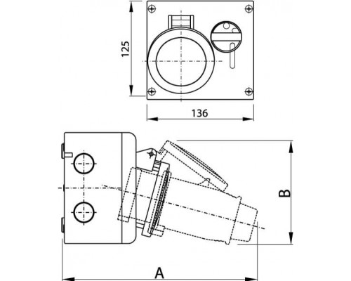 DIS5001683 | Розетка настенная с механической блокировкой и верхним расположением разъема IP44 16А 2P+E 230В