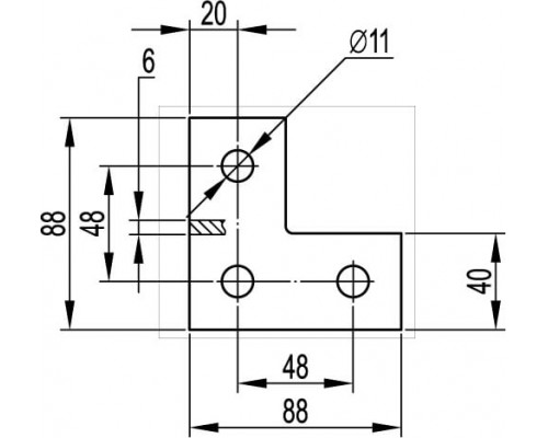 BMD1021HDZ | Пластина соединительная L-обр., длина 90х90 мм, 3отв., горячеоцинкованная